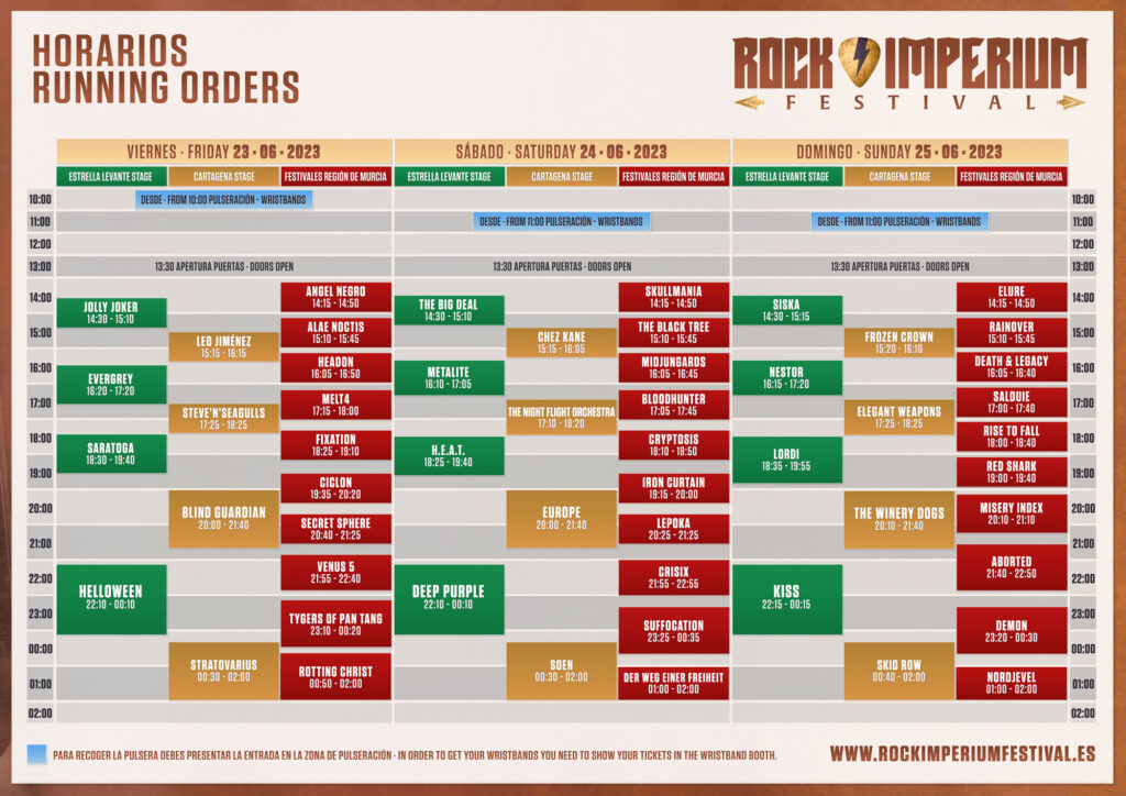 Orario del festival Rock Imperium 2023.