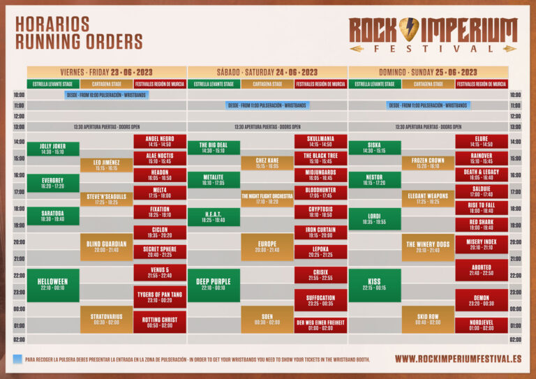 Questi sono gli orari del festival Rock Imperium a Cartagena